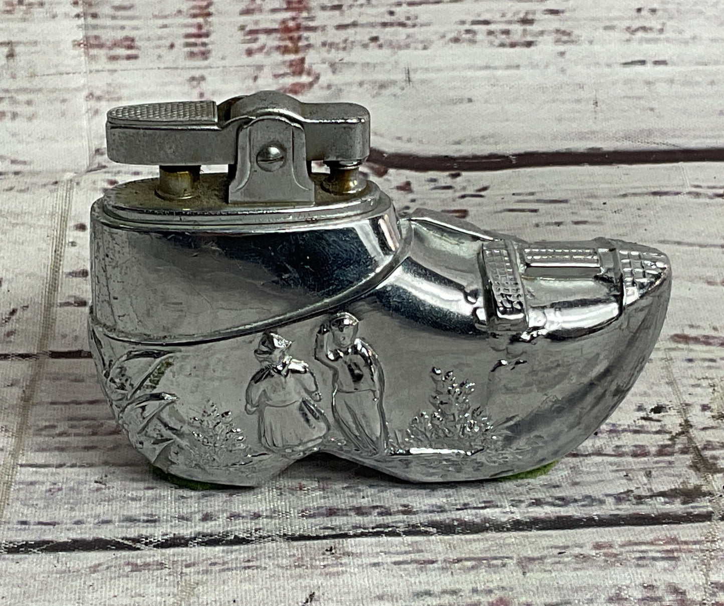 Vintage Mid Century Dutch Windmill Clog Lighter Silver Plated