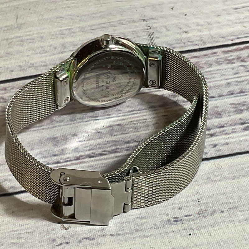 SKAGEN 589SSSB Women's Silver Tone Mesh Black Dial Rhinestone Watch