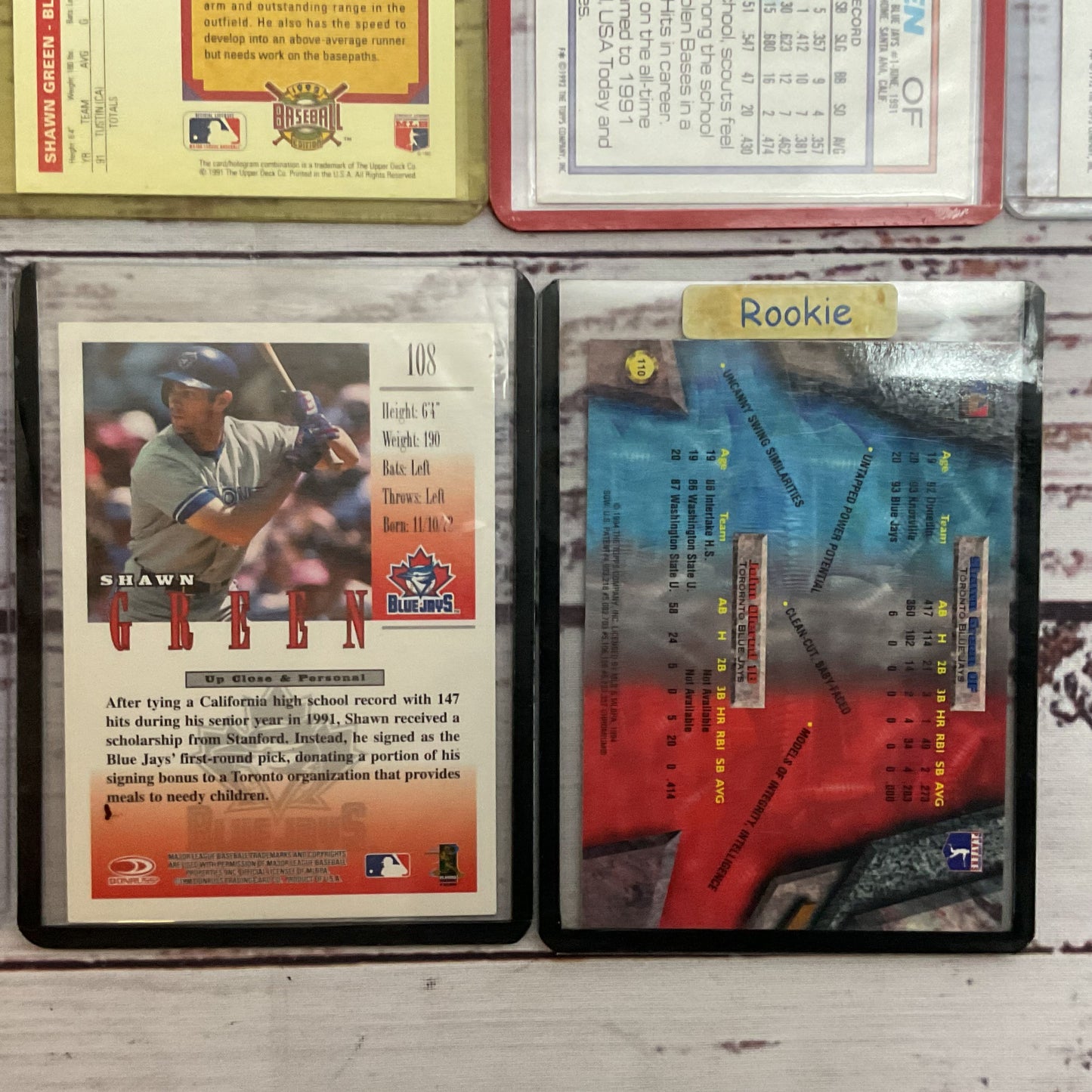 Various Topps, Dunruss, Upper Deck MLB SHAWN GREEN Cards (ONE IS SIGNED)