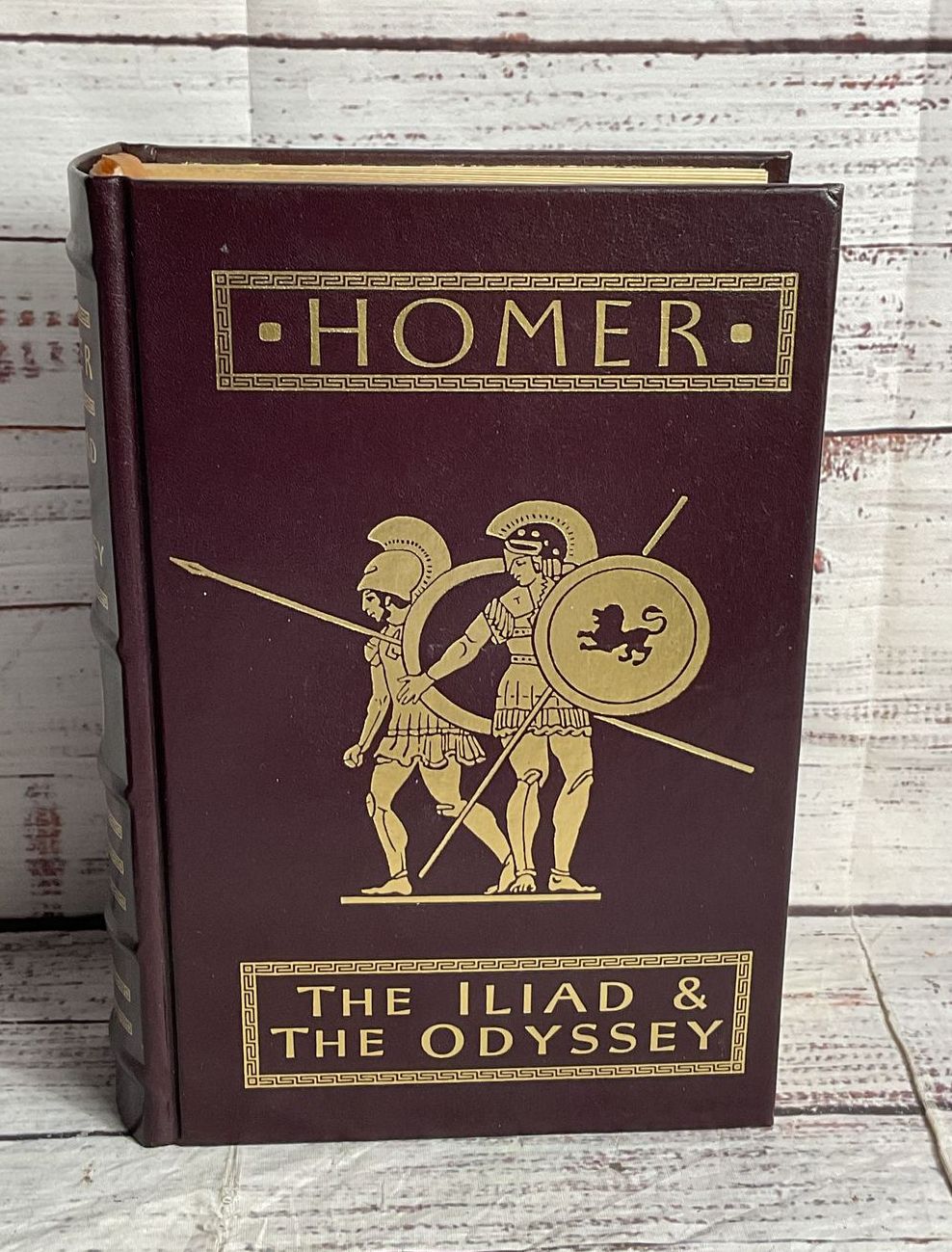 Homer The Iliad and The Odyssey Leather Hardcover Book