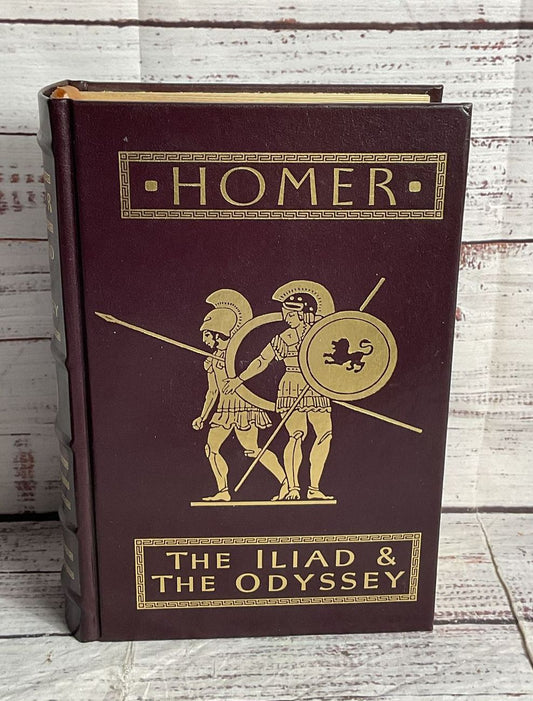 Homer The Iliad and The Odyssey Leather Hardcover Book