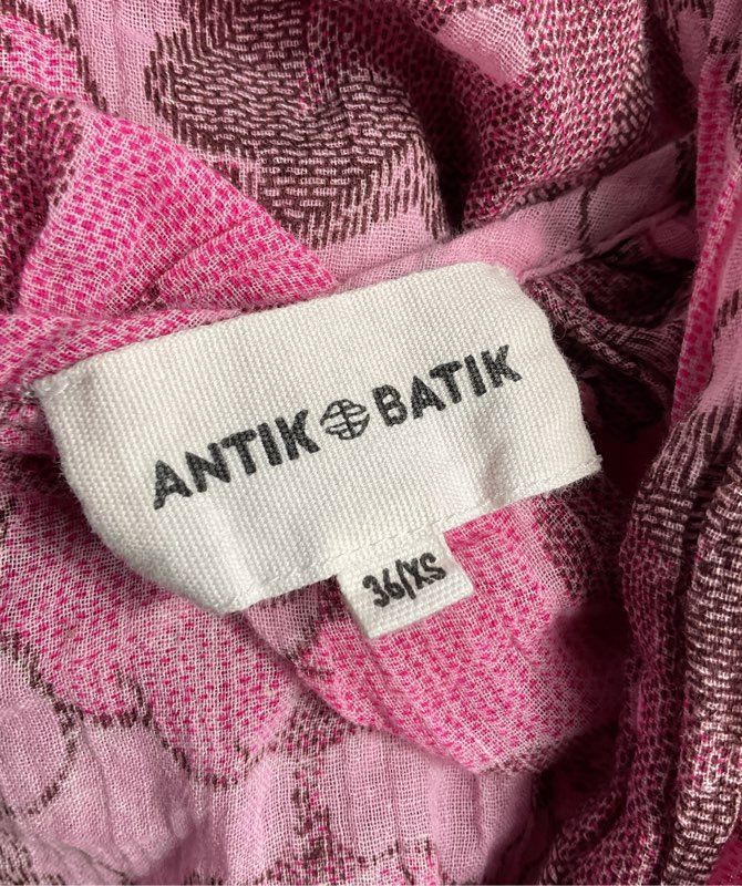 Antik Batik Tereza Printed Cotton Gauze Blouse Shirt Pink 36/XS
