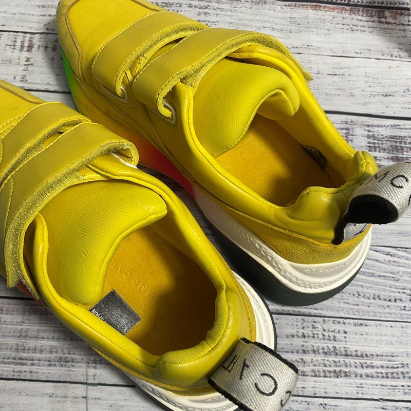 Stella McCartney Eclypse Yellow Faux Leather High Fashion Sneaker Women's 8 US