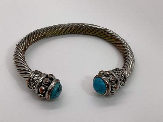 Silverplated Copper Turquoise Twisted 7" Cuff Bracelet