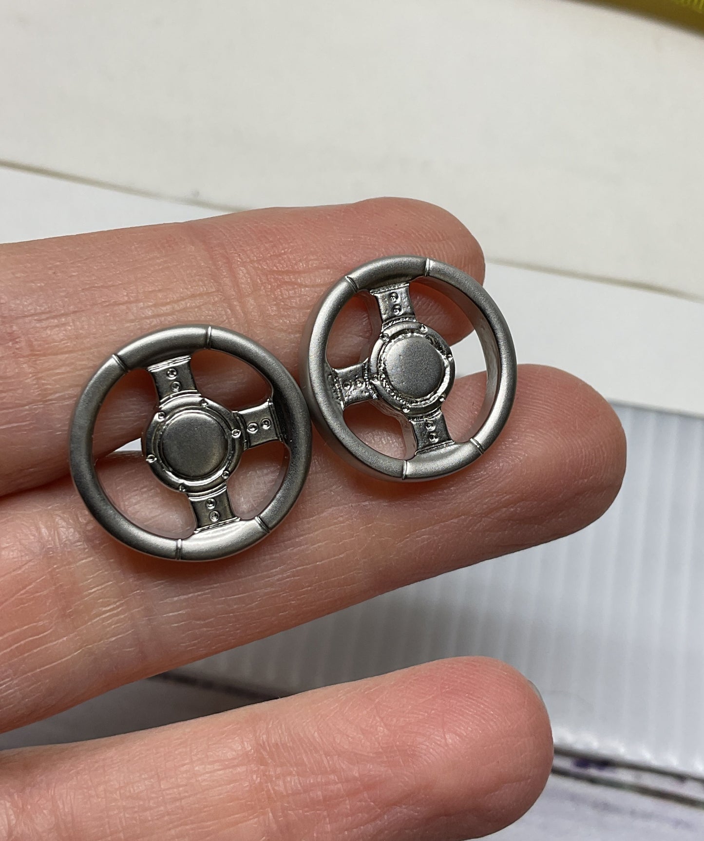 Onyx-Art London Silver Tone Car Steering Wheel Cufflinks
