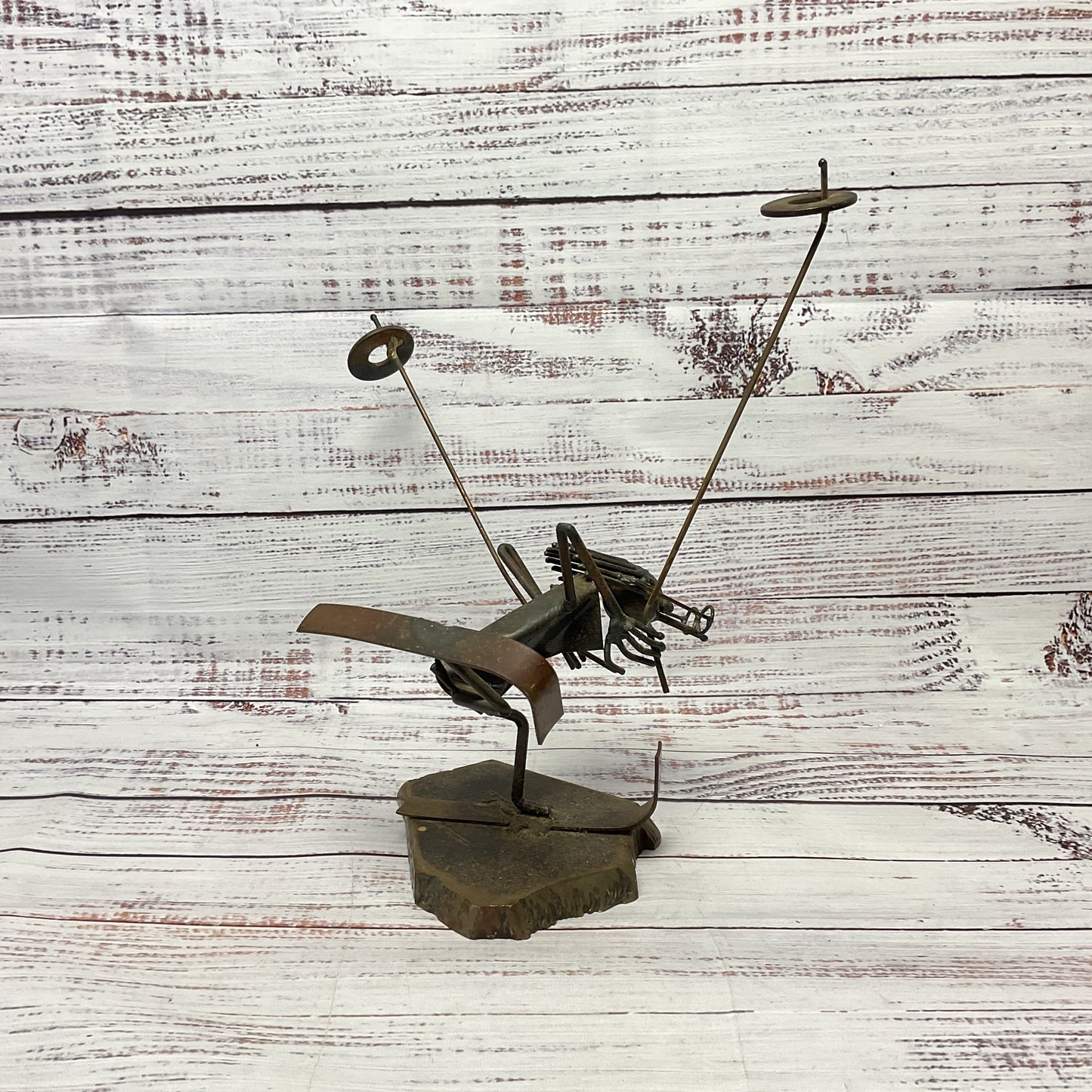 Man With Glasses Skiing Steel Welded Sculpture Art Sculpture