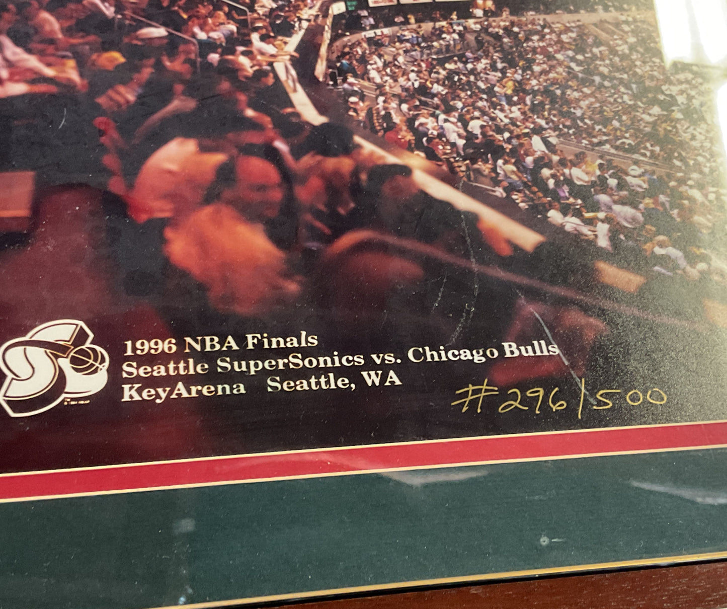 NBA Finals 1996 Chicago Bulls V Seattle Panoramic Photo Signed By Brad Lapayne