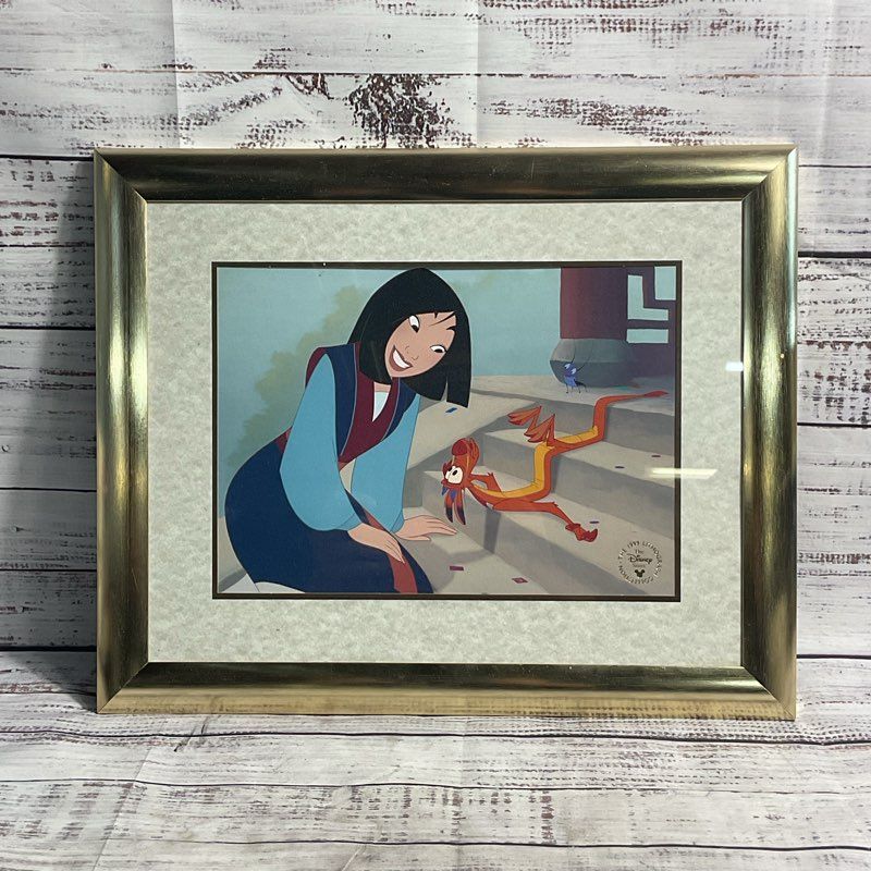 VTG. 1999 The Disney Store Lithograph Print Mulan In Golden Frame