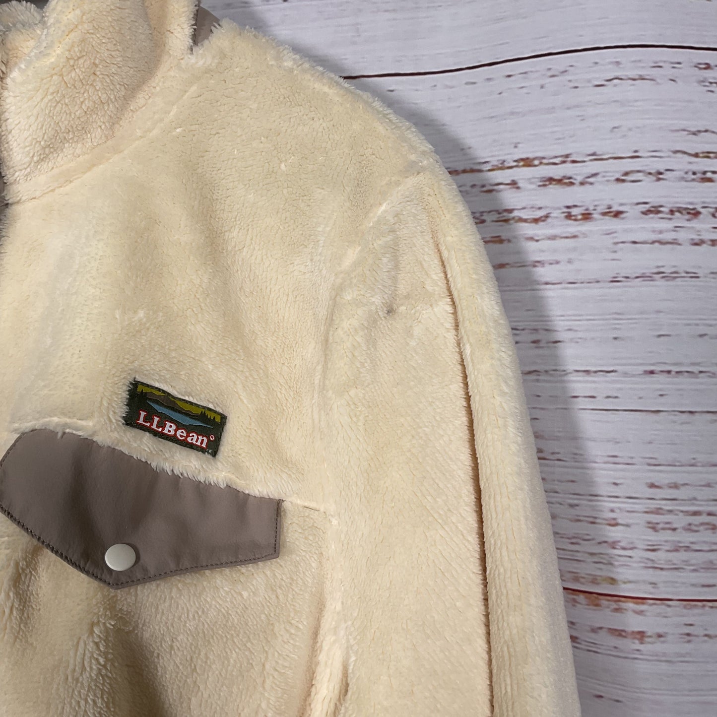 L.L. Bean Hi-Pile Fleece Pullover Offwhite Sweater - Size XL