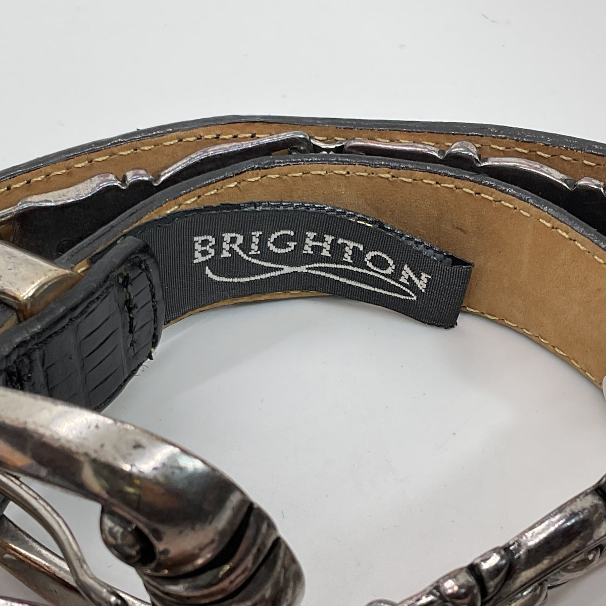 BRIGHTON Women's Black Leather Link Western .75" Belt- 31"