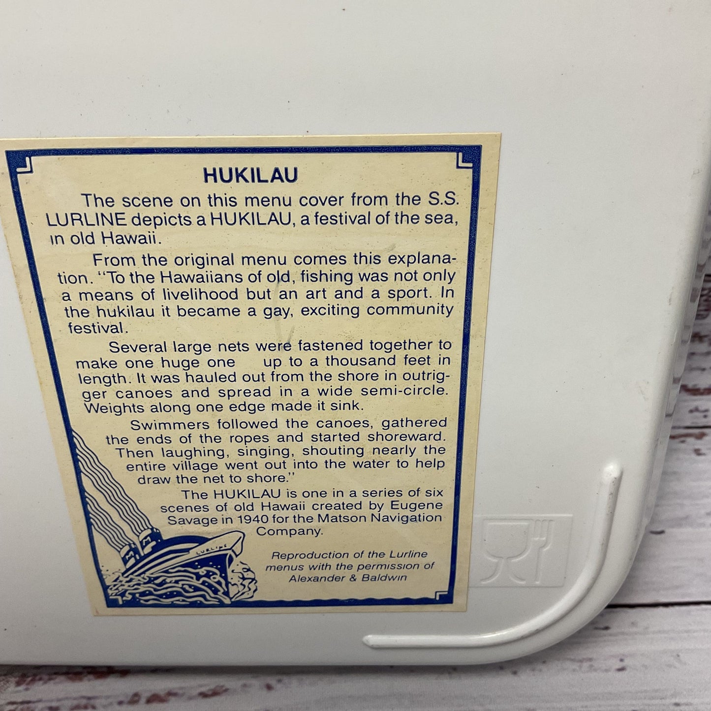 Pacific Coasters Eugene Hukilau Melamine Tray S.S. Lurline 18"x12"