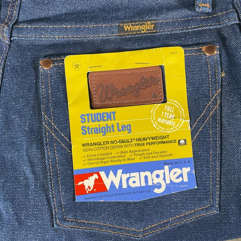 Vintage 80s Deadstock Wrangler Student Heavyweight Straight Leg Jeans Size 29x30