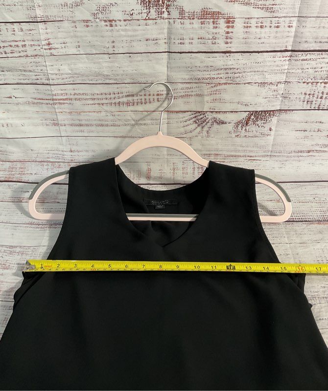 All Saints Women’s Dress Black with Sheer Pleated Bottom Short Dress Size 4