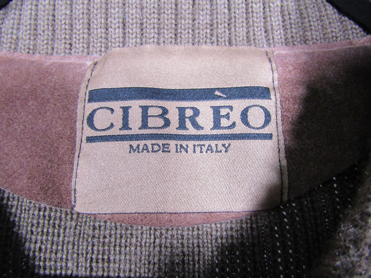 Vintage Cibreo Men's Brown Knit Suede Trim Sweater Size L