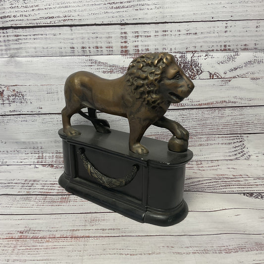 Vintage Brass Lion Playing With Ball Paperweight Desk Decoration 9"x3.5"x9"