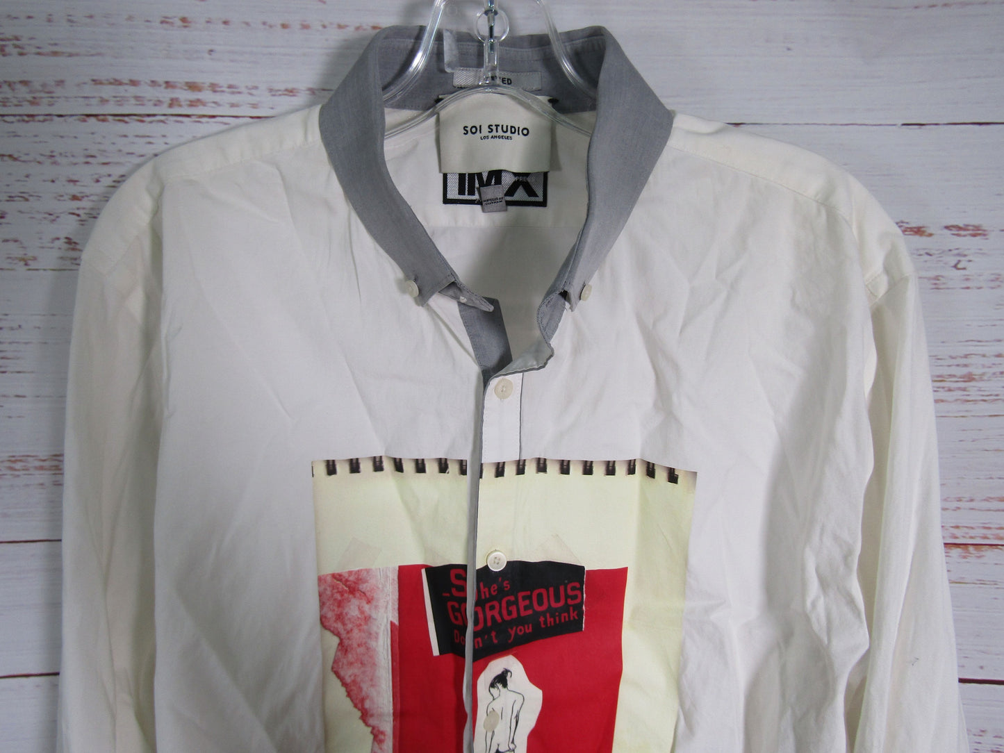 Soi Studio Women's White Crop Top Graphic Print Long Sleeve Shirt Size XL
