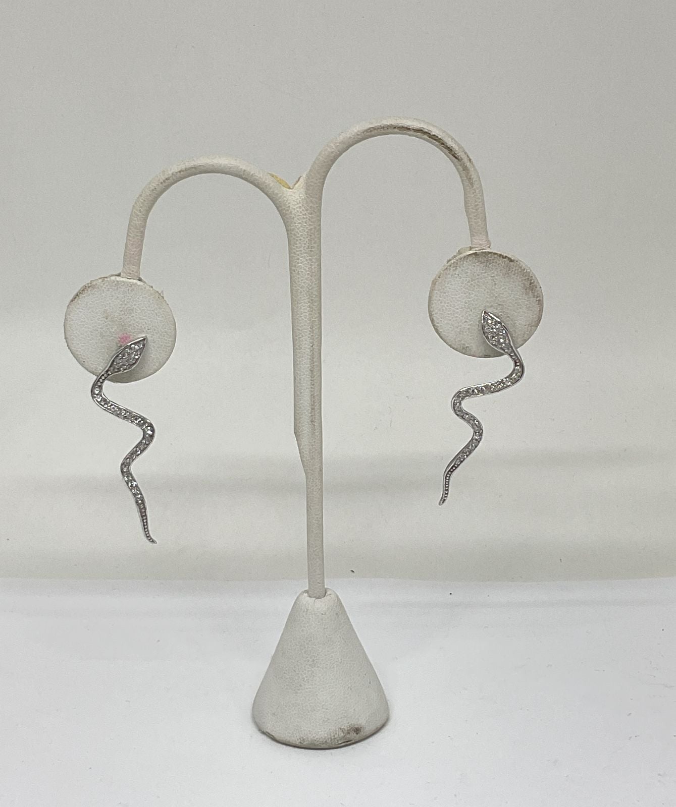 Unbranded Sterling Silver Snake Earrings with Rhinestones