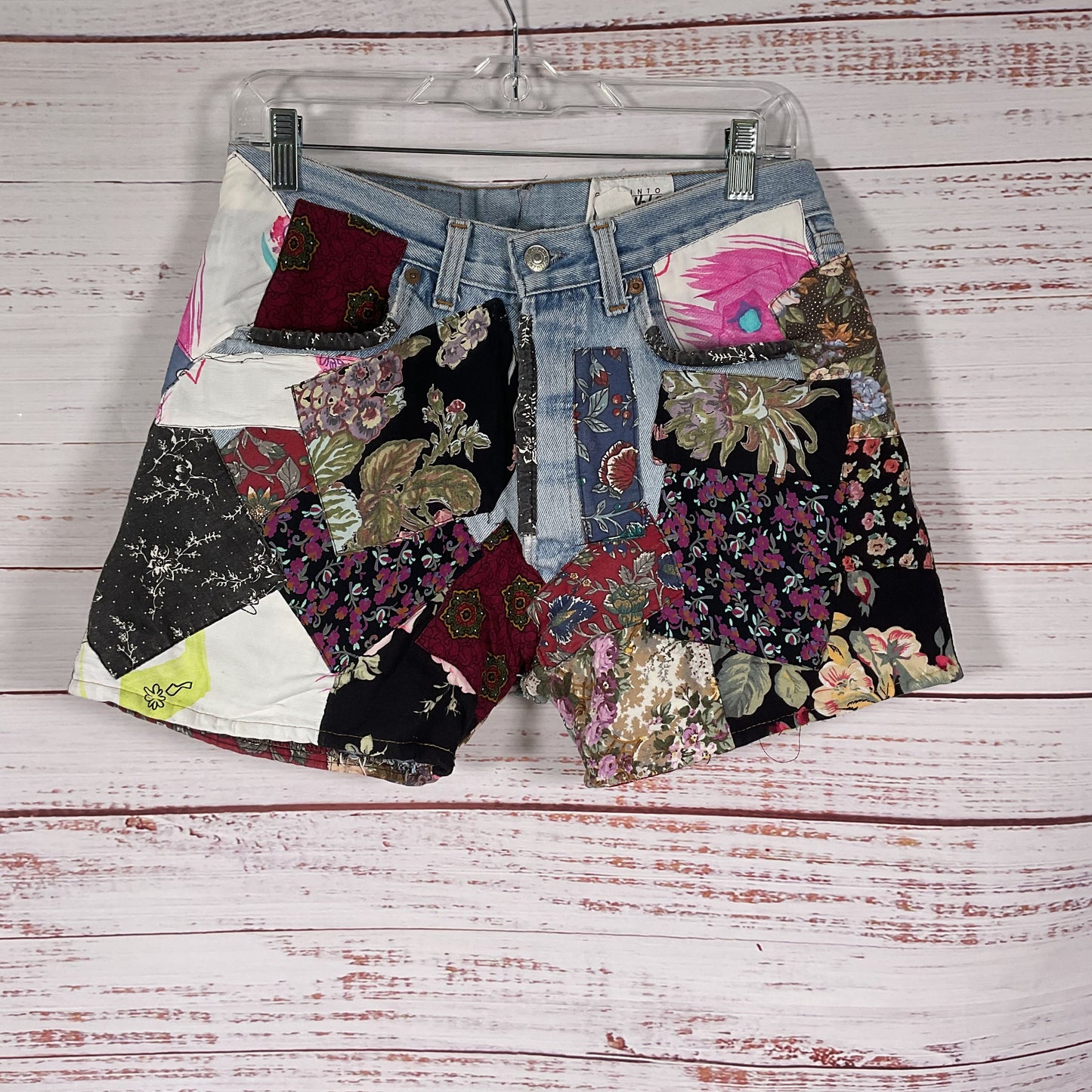 Levis Get Into Trouble Troubl3 Denim Patchwork Shorts - Size M