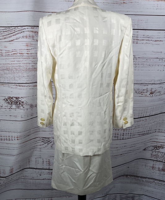 Christian Dior 2 Piece Suit Set Cream Jacket/Skirt Women's Size 8