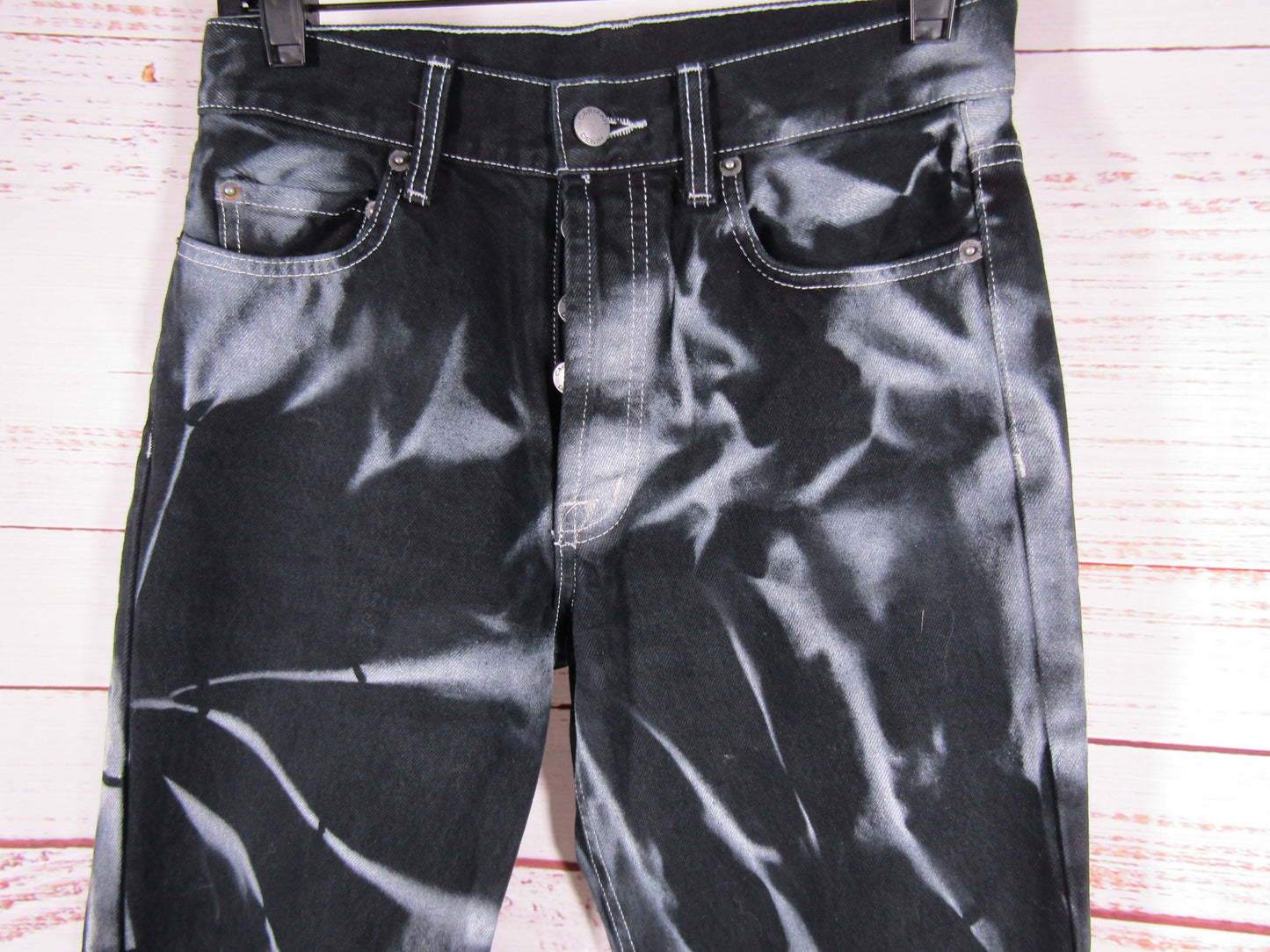 Carmar Women's Black Tie Dye Denim Boyfriend Jeans Size 27 Made in Los Angles