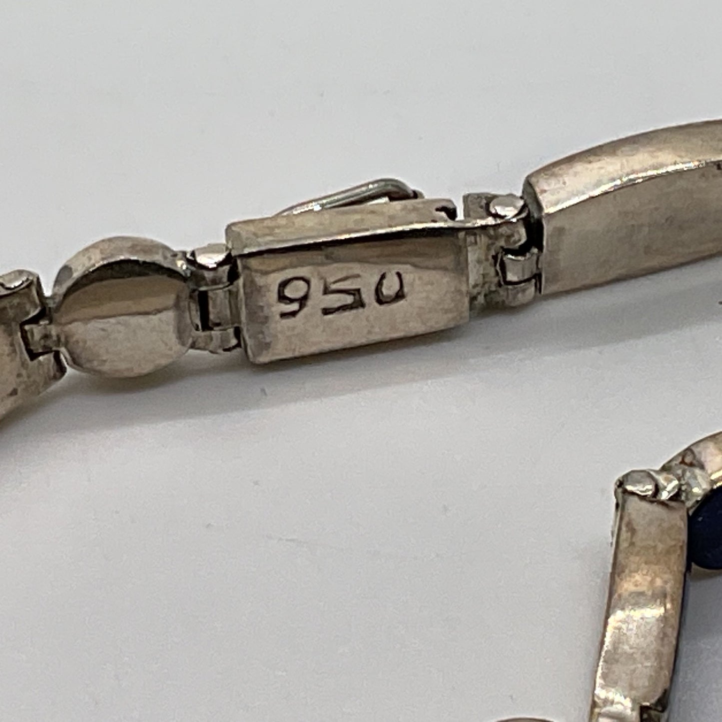 950 Silver & Lapis Link 7.5" Bracelet- 11.27g