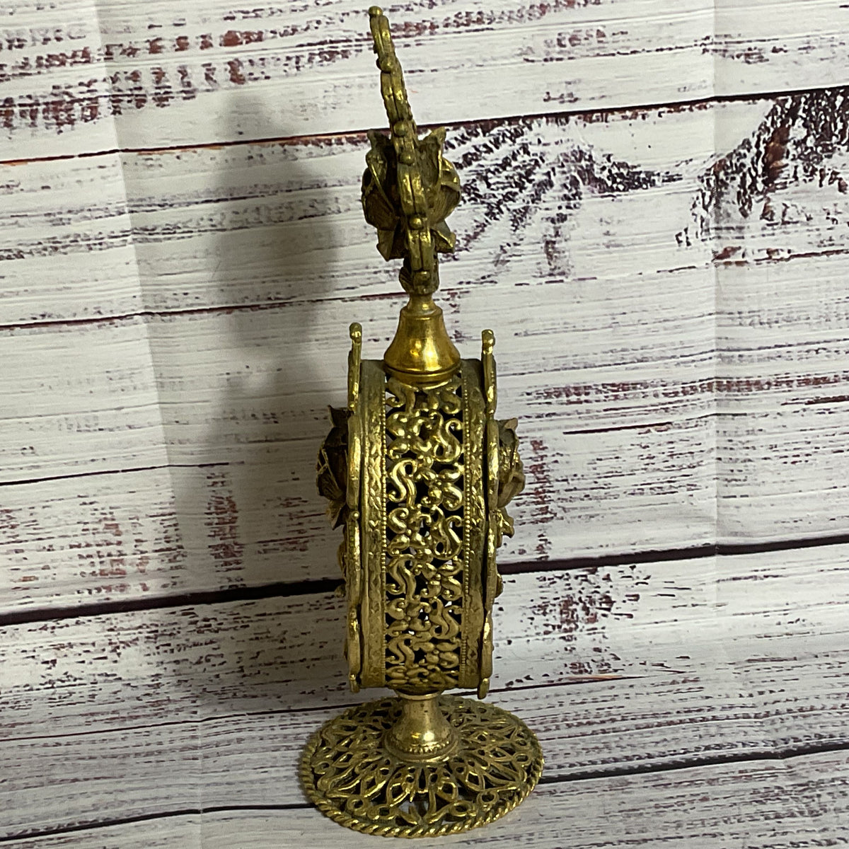 VTG./ANTIQUE Ormolu Ornate Filigree Rose Perfume Bottle- 9.5"