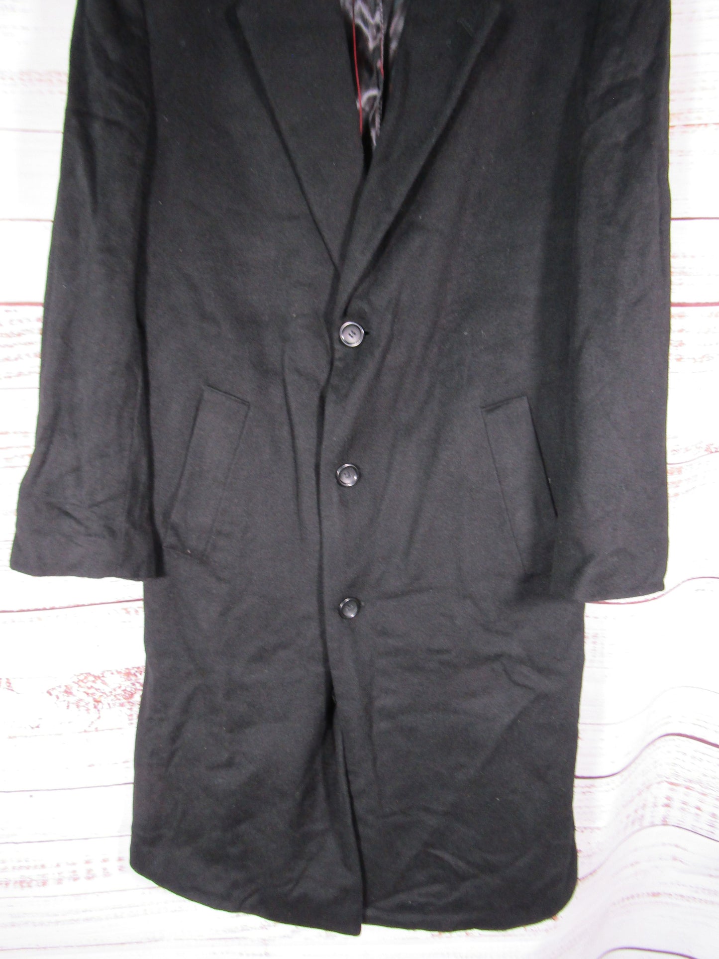 Andre Lanzino Men's Black Cashmere Wool Blend Coat Size 38