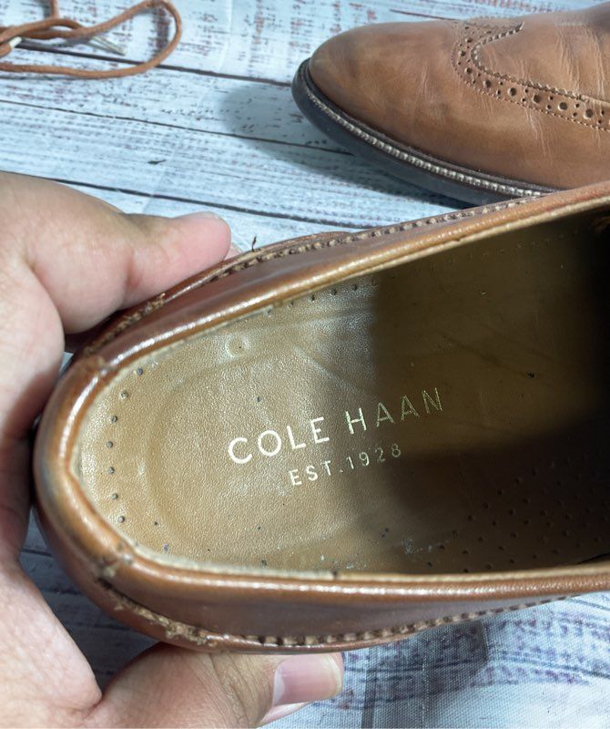 Cole Haan Dress Shoes Men's C20322 Size 9.5M Warren Wing Oxford Tan Leather