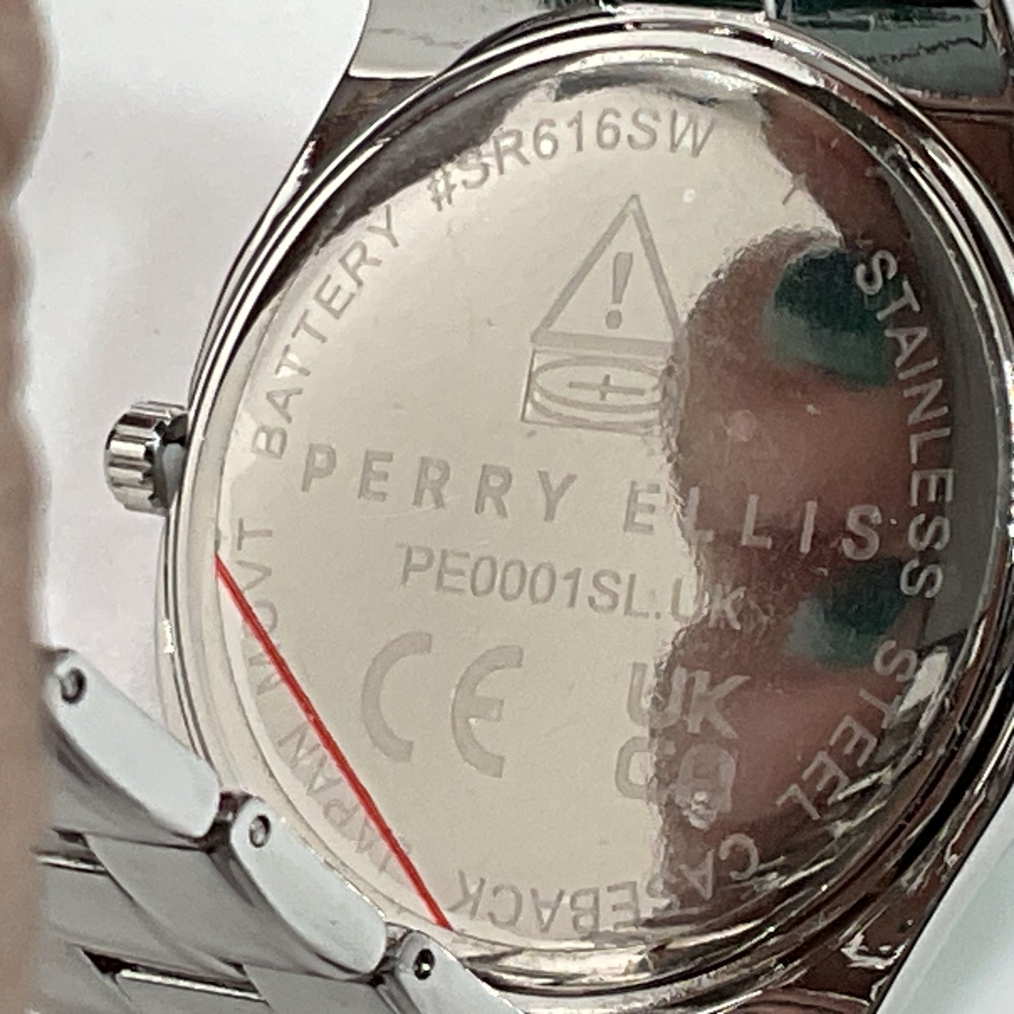NOB PERRY ELLIS Ultra Thin Diamond Accent Men's Stainless Watch- 7.75"