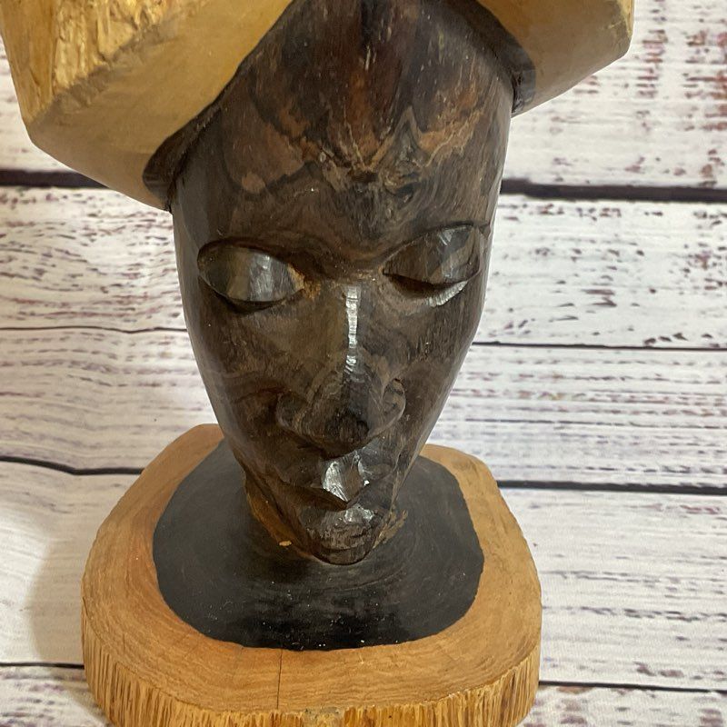 VTG. Hand Carved Ebony Wood Makonde Maasai African Woman Tanzania Sculpture