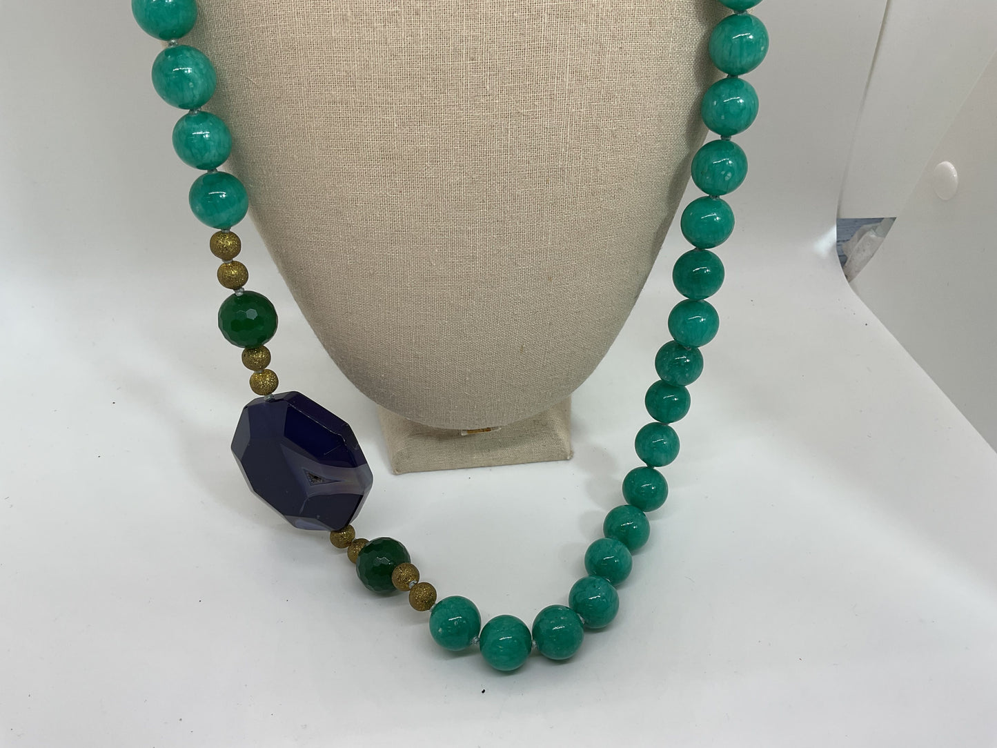 Multi Gemstone Beaded Chuncky Necklace- 37"