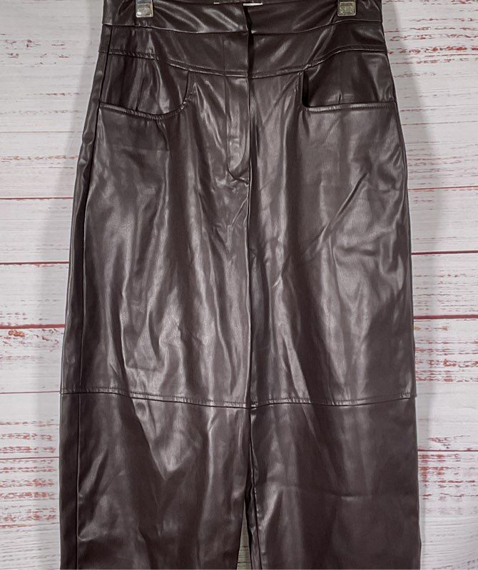 ba&sh Franches Faux Leather Pants Chocolate 4