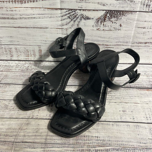 Bernardo Black Leather Braided Toe Strappy Heel Women's Size 8
