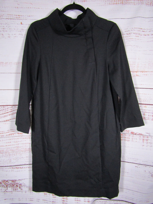 COS Women's Black Wool Blend Mock Neck 3/4 Sleeve Mini Dress Size 8