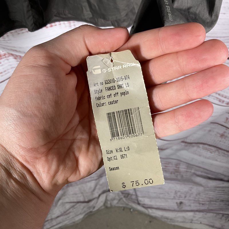 NWT G-Star Raw Gray Embroidered Logo Button Up Shirt - Size XL