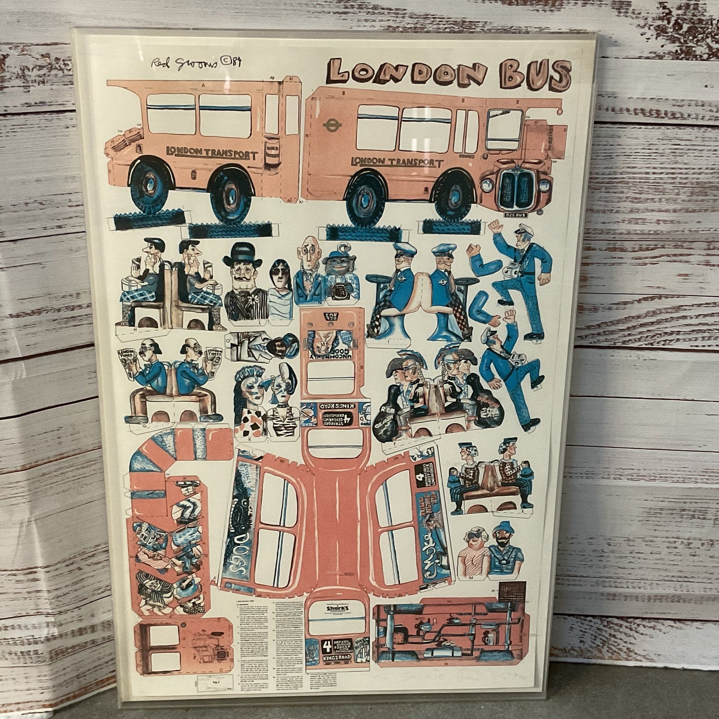 Signed VTG. 1984 RED GROOMS London Bud Lithograph Print- FRAMED 41.5" X 27.5"