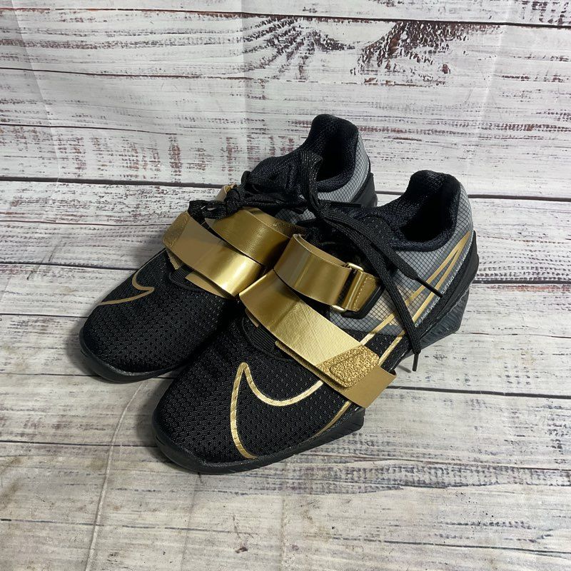 Nike Romaleos 4 Black & Gold Bodybuilder Weightlifting Shoe Women's Size 6