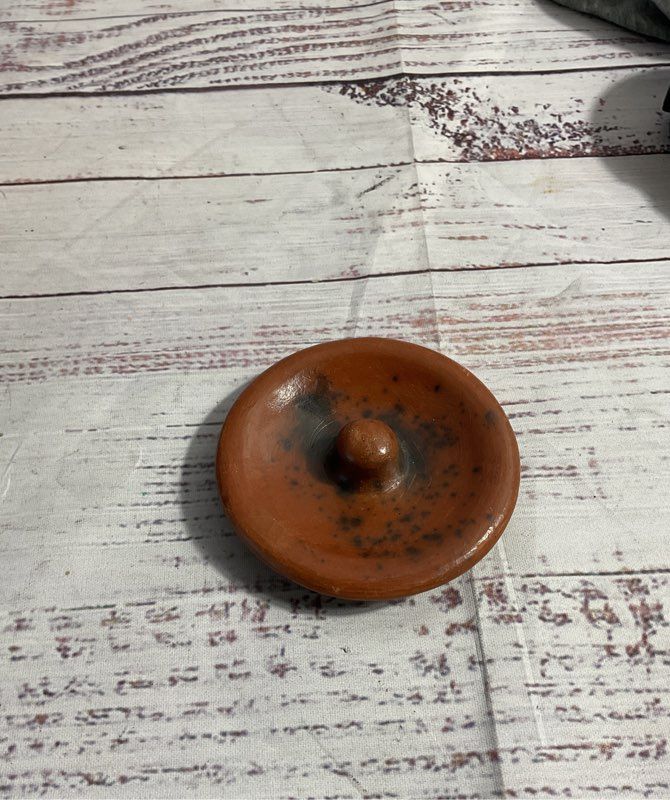 Vintage Sasak Pottery Earthenware Orange Black Jar/vase With Lid 6"