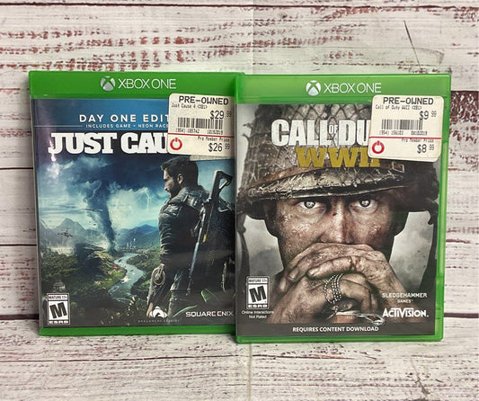 XBox One Lot of 2 Call of Duty WWII Just Cause Video Games