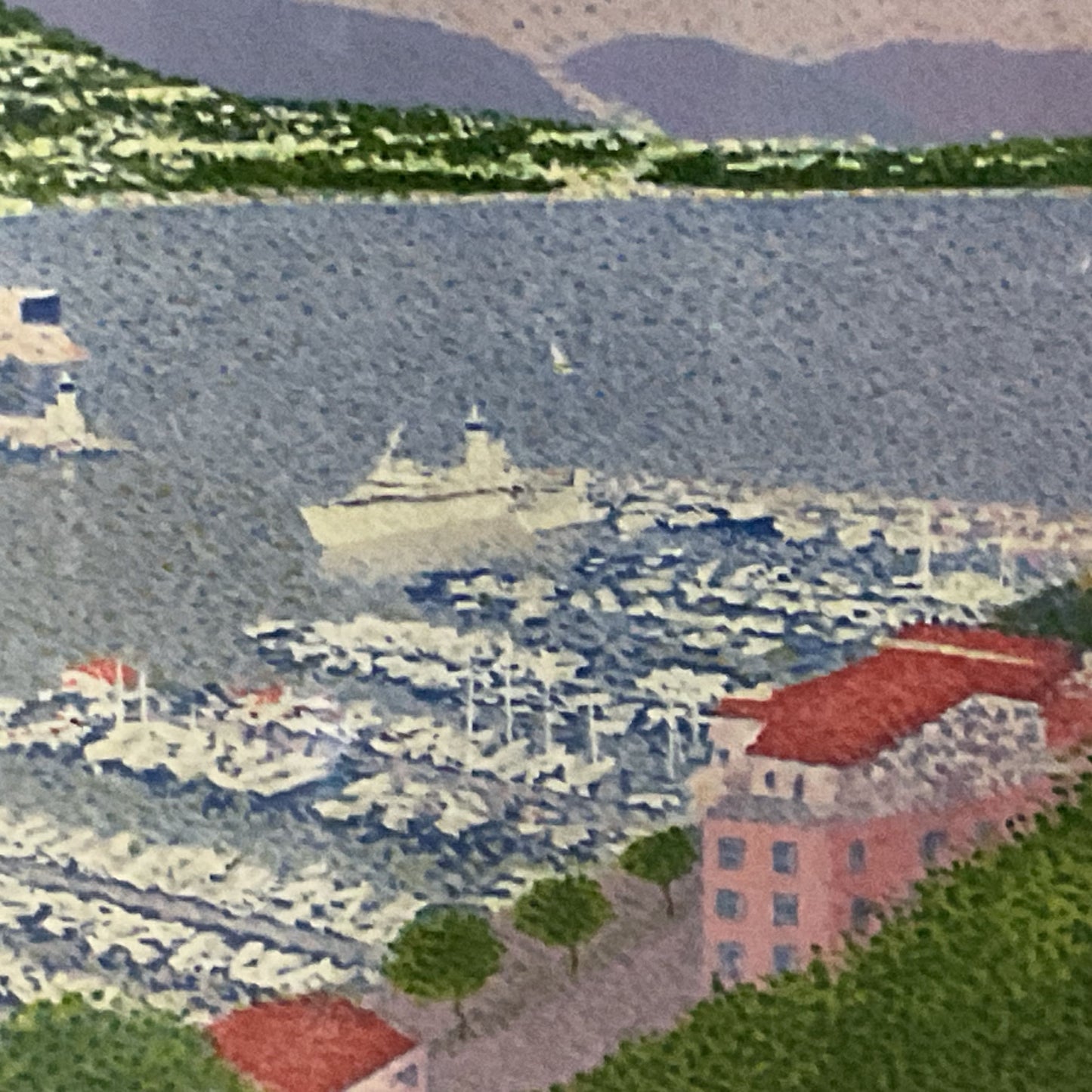 Pencil Signed 135/300 French JEAN VOLLET "Port de Monaco" Lithograph- 35" X 43"