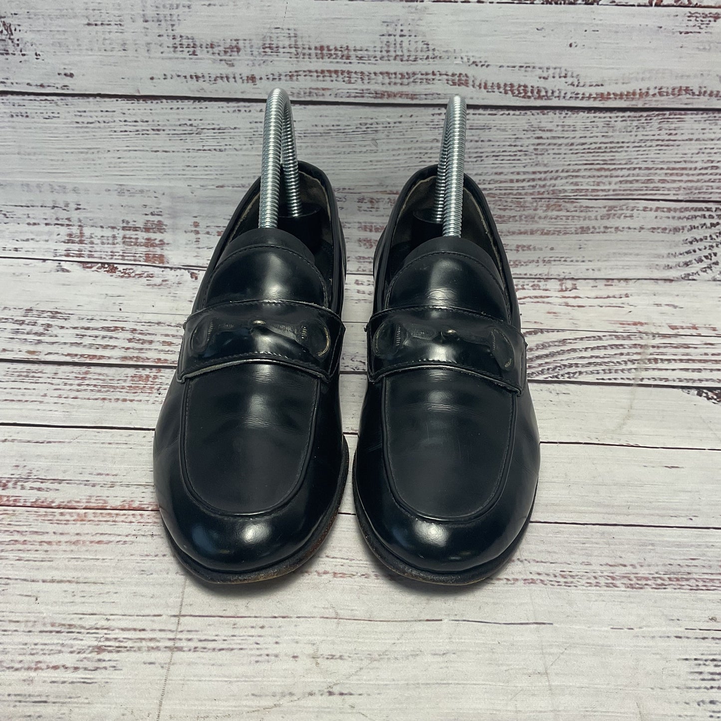 Silvano Sassetti Black Leather Distressed Horsebit Loafer Shoe Women Size 6.5