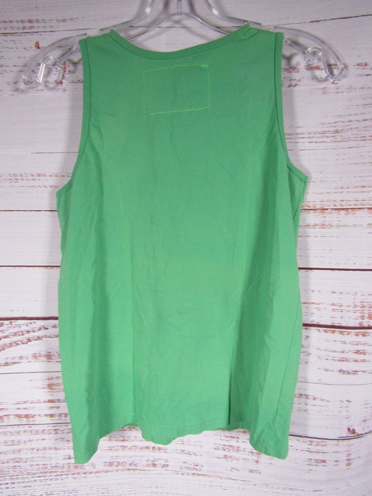 Aviator Nation Boy's Peace Symbol Print Green Cotton Tank Top Size 14