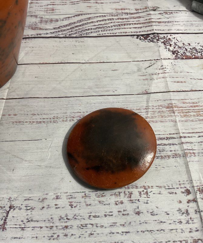 Vintage Sasak Pottery Earthenware Orange Black Jar/vase With Lid 6"