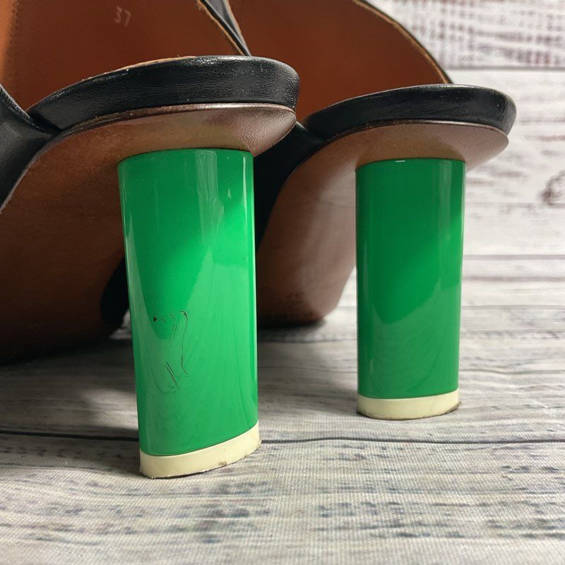 Vetements Green Lighter Heel Black Leather Mule Heel Women's Size 7 Shoes