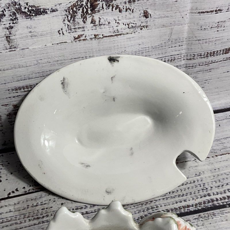 Vintage Hand Painted Floral Scalloped Rim Lidded Soup Tureen Made In Italy