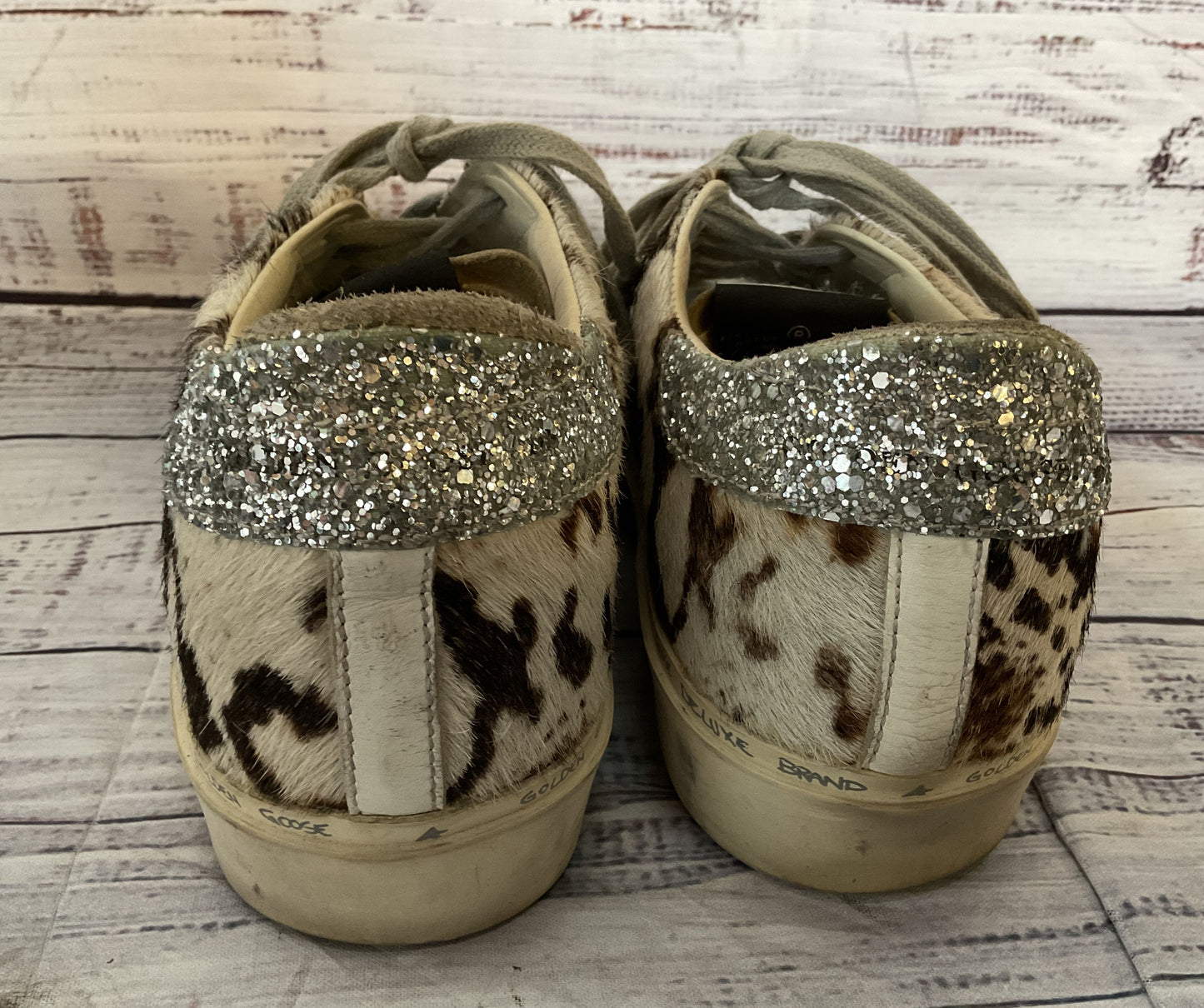 Golden Goose Hi Star Private Edition Leopard Print Calf Hair Sneakers Multi 7.5