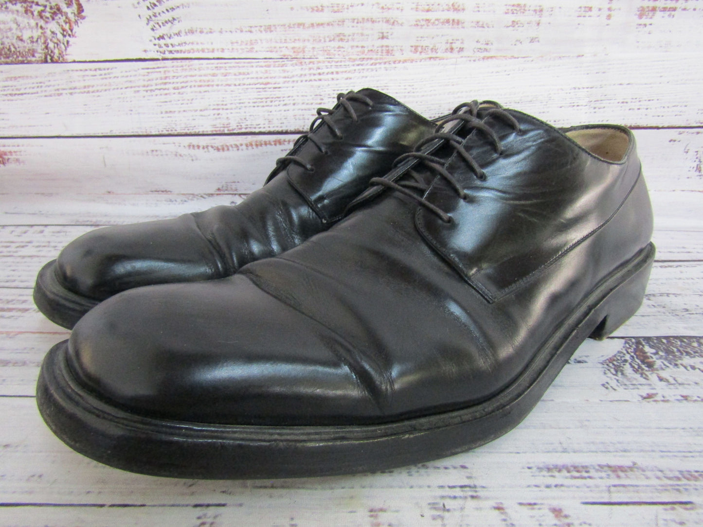Salvatore Ferragamo Men's Black Leather Oxford Dress Shoes Size 11 Made in Italy