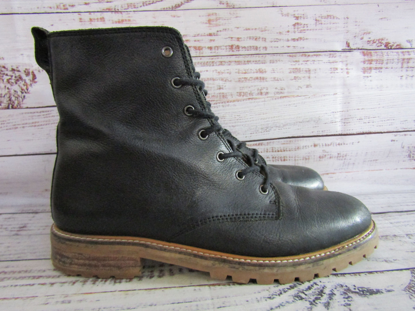Madewell The Clair Women's Black Leather Combat Boots Size 7.5