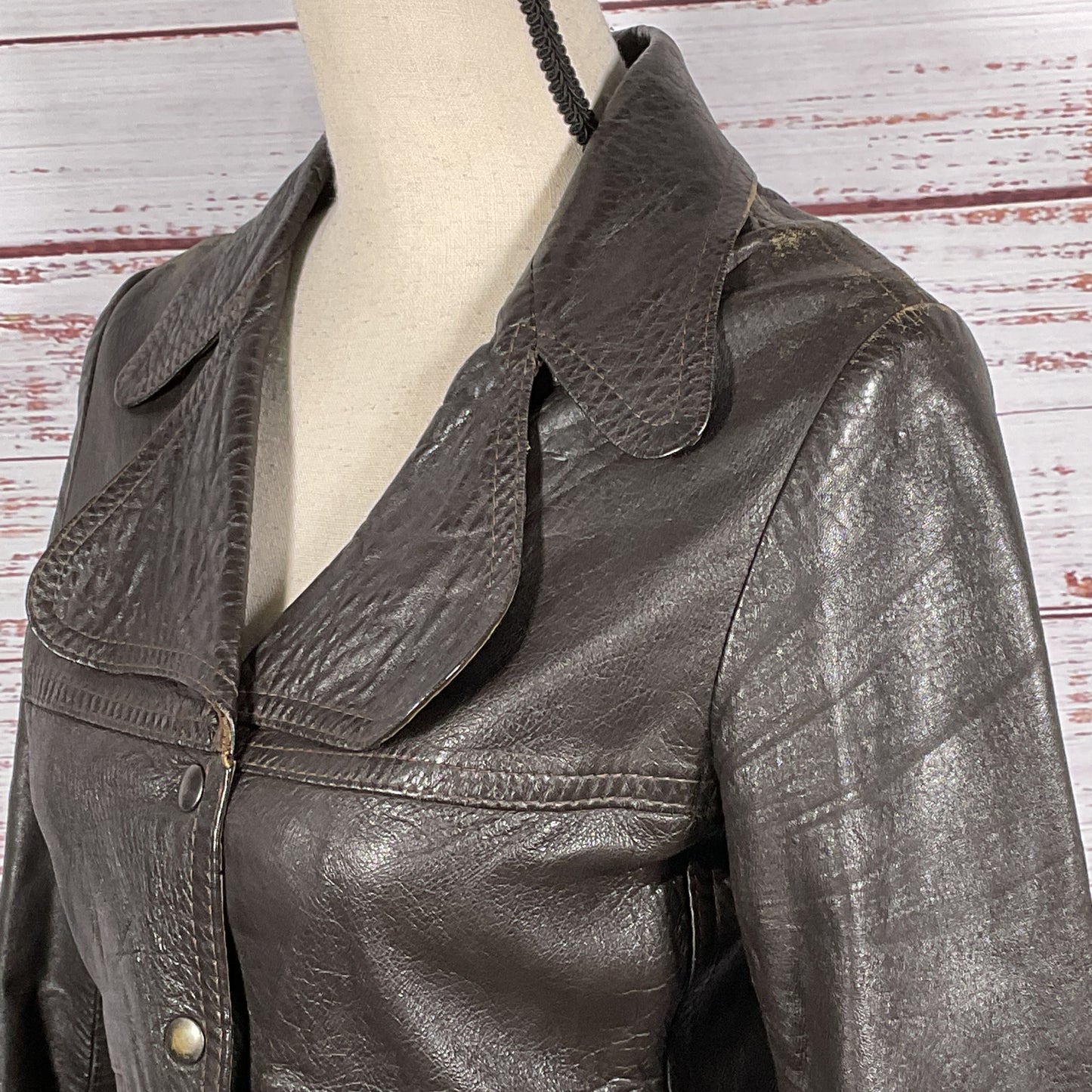 ROBERT GRAHAM Women's Brown Crop Fitted Leather Jacket- SEE MEASUREMENTS