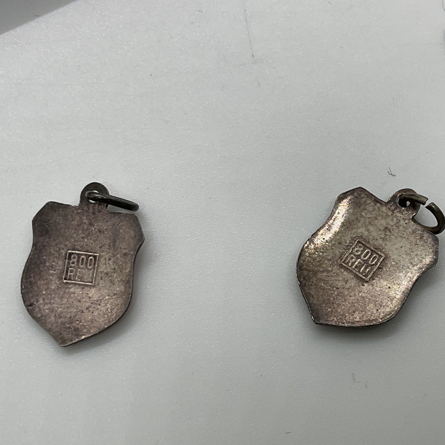 VTG. REU Germany 800 Silver 19 Shield Charms 7.75" Bracelet- 25.98g